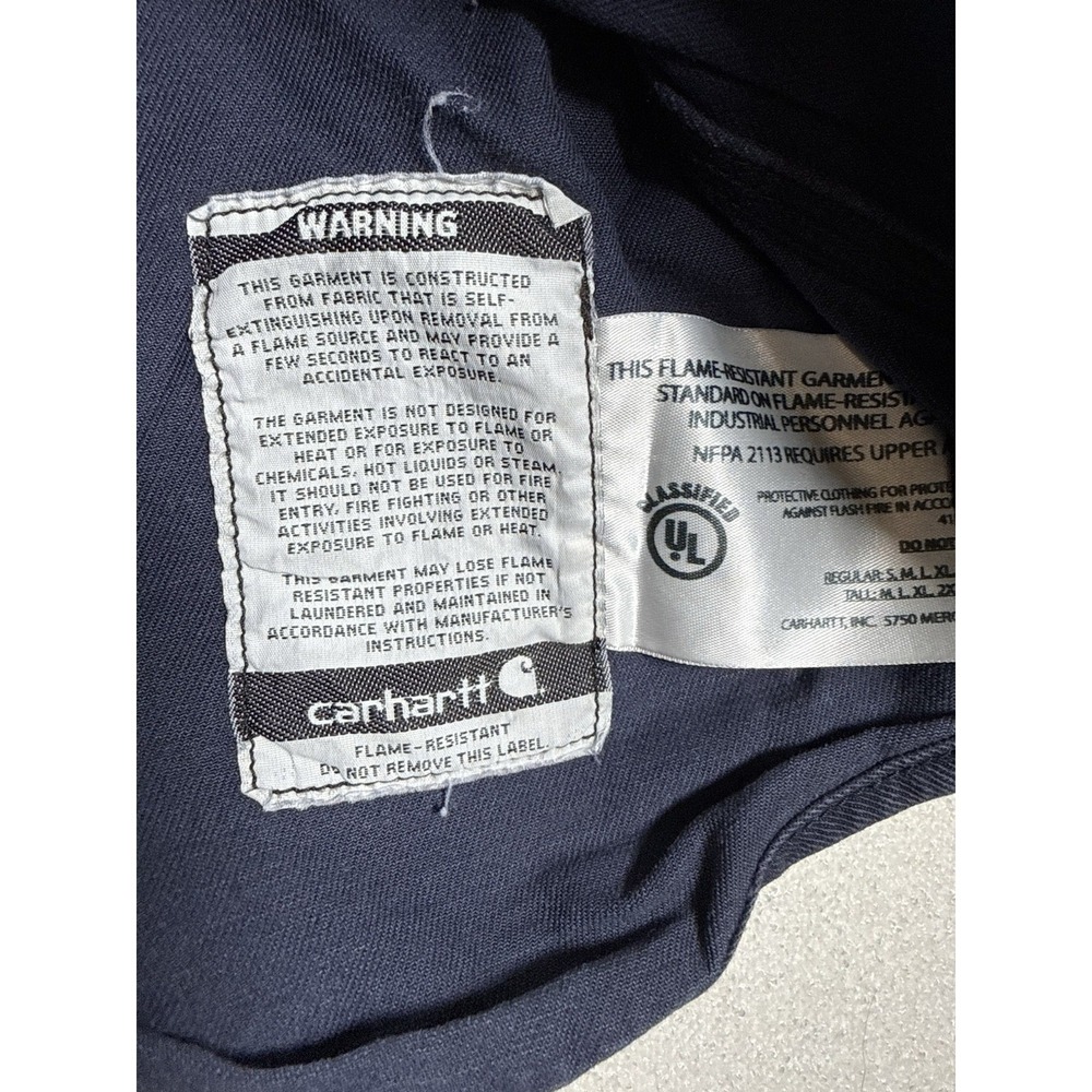 Carhartt FRS160 DNY Navy Flame Resistant Long Sleeve Work Shirt Size 2XL - Picture 9 of 12